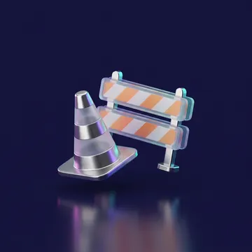 Glass traffic cone and barrier icon